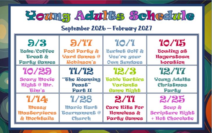 Young Adults calendar has been released